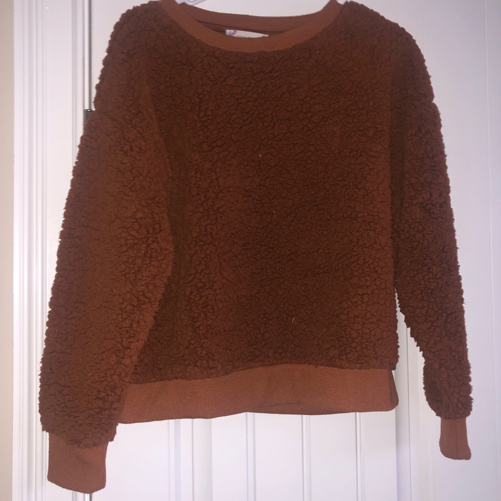 Burnt Orange teddy sweater. Size M.
